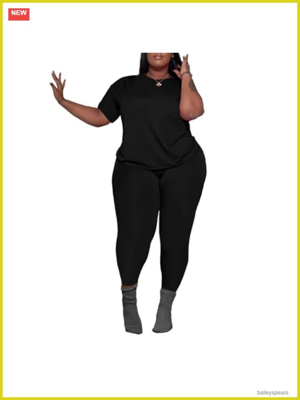Plus Size 2 Piece Outfit Short Sleeve Top Leggings Set
